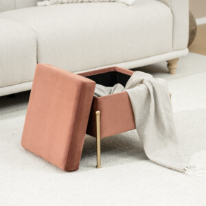 257 000018 1 Stool-trunk Panton Argos The Classic velvet rotten apple-golden 40x40x36,5cm