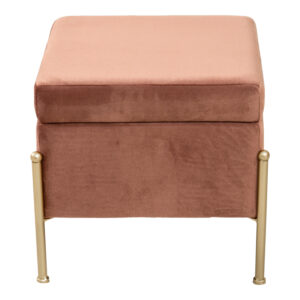 257 000018 2 Stool-trunk Panton Argos The Classic velvet rotten apple-golden 40x40x36,5cm