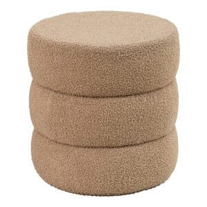 Pouf stool Kioto Argos The Classic teddy fabric brown D40x40cm