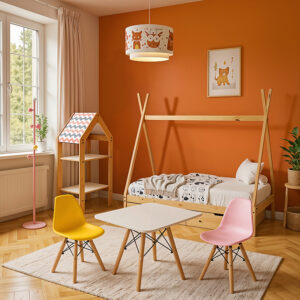271 000021 1 Natali children's table Argos The Classic MDF white and natural beech wood 60x60x51cm