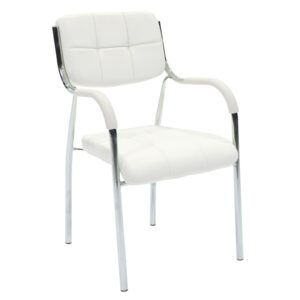 Stackable guest chair Otlen Argos The Classic white pu-chrome leg 47x45x87cm