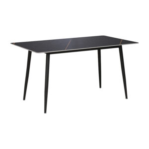 278 000007 Dining table Gustas Argos The Classic black marble sintered stone -black metal leg 120x60x75cm
