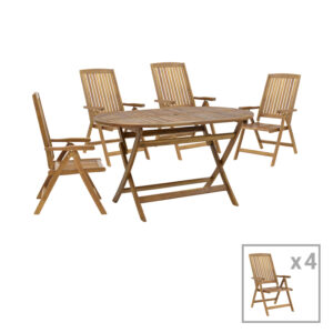 Zerco-Falov Argos The Classic dining table set of 5 natural solid acacia wood 130x80x72cm