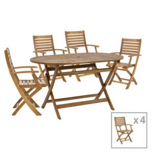 282 000029 Gorpo-Falov Argos The Classic dining table set of 5 natural solid acacia wood 130x80x72cm