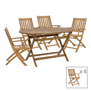 282 000033 Mobie-Falov Argos The Classic dining table set of 5 natural solid acacia wood 130x80x72cm