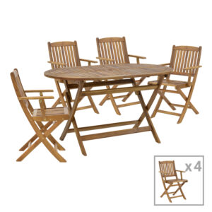 282 000035 Recofly-Falov Argos The Classic dining table set of 5 natural solid acacia wood 130x80x72cm