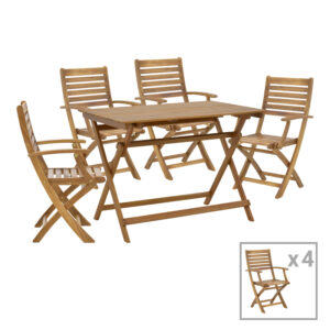 Gorbo-Jaybo Argos The Classic dining table set of 5 folding natural solid acacia wood 100x65x72cm
