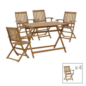 Joter-Jaybo Argos The Classic dining table set of 5 folding natural solid acacia wood 100x65x72cm