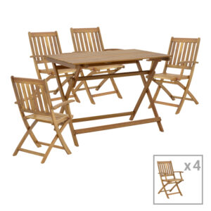 282 000038 Mobie-Jaybo Argos The Classic dining table set of 5 folding natural solid acacia wood 100x65x72cm