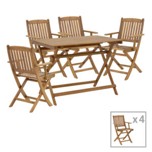 282 000039 Dining table Recofly-Jaybo Argos The Classic set of 5 folding natural solid acacia wood 100x65x72cm