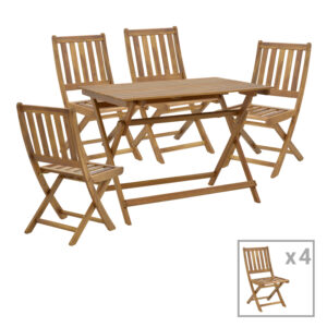 Elijie-Jaybo Argos The Classic dining table set of 5 folding natural solid acacia wood 100x65x72cm