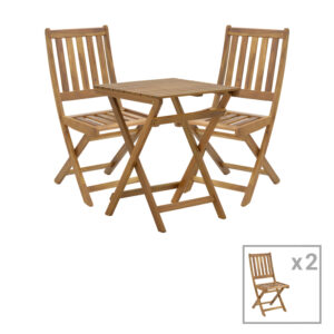 Elijie-Lazio Argos The Classic dining table set of 3 folding natural solid acacia wood 50x50x70cm