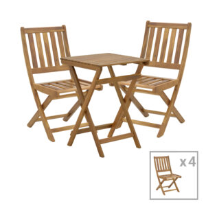 Elijie-Lazio Argos The Classic dining table set of 5 folding natural solid acacia wood 50x50x70cm