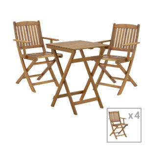 282 000045 Dining table Recofly-Lazio Argos The Classic set of 5 folding natural solid acacia wood 50x50x70cm