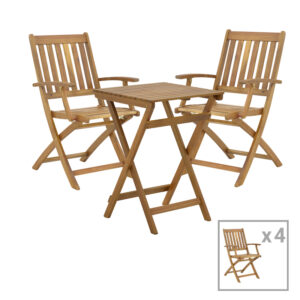 282 000046 Mobie-Lazio Argos The Classic dining table set of 5 folding natural solid acacia wood 50x50x70cm