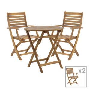 Dining table Gorpo-Carpuva Argos The Classic set of 3 folding natural solid acacia wood D70x74cm