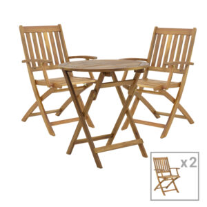 282 000050 Dining table Mobie-Carpuva Argos The Classic set of 3 folding natural solid acacia wood D70x74cm