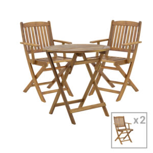 Dining table Recofly-Carpuva Argos The Classic set of 3 folding natural solid acacia wood D70x74cm