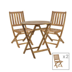 Elijie-Carpuva Argos The Classic dining table set of 3 folding natural solid acacia wood D70x74cm