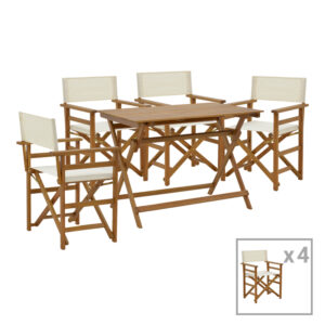 282 000054 Dining room Bistrual-Jaybo Argos The Classic set of 5 folding natural solid acacia wood 100x65x72cm