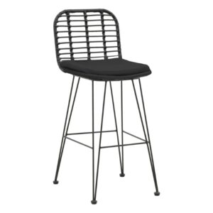 Naoki Argos The Classic bar stool with pe cushion black-metal black leg 46x56x110cm