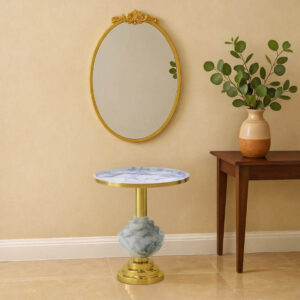 Side table Cogent Argos The Classic marble grey-gold metal D41x44cm