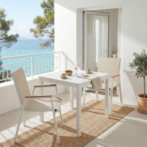 Dining table Kliton - Azelie set of 3 Argos The Classic aluminum in white shade 80x80x74cm