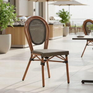 289 000007 1 Stackable chair Nacia Argos The Classic dark brown aluminum-grey textilene 45x59x85cm