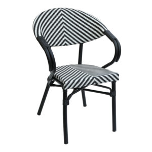Armchair Isaia Argos The Classic stack black aluminum-black and white pe rattan 57x57x83cm