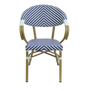 289 000015 2 Armchair Isaia Argos The Classic stack natural aluminum-blue and white pe rattan 57x57x83cm