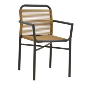 Aluminum armchair Clutch Argos The Classic stackable anthracite frame-natural rattan 55x56x80cm