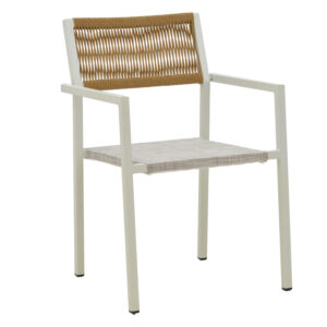 Aluminum armchair Savor Argos The Classic stackable white frame-textilene natural rattan 55x58x83cm