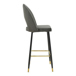 292 000039 2 Bar stool Casenio Argos The Classic velvet dark grey -black-gold metal base 48x50x117cm