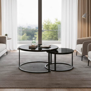 Coffee table Revelon Argos The Classic set of 2 mdf in black marble look 80x80x45cm