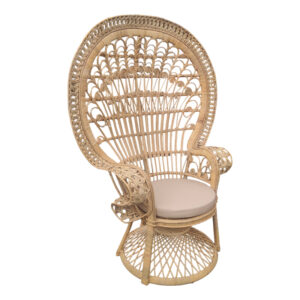 314 000002 Armchair Dorothy Argos The Classic with beige cushion-natural rattan 115x53x147cm