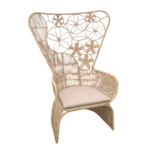 Armchair Jake Argos The Classic with beige cushion-natural rattan 110x86x145cm