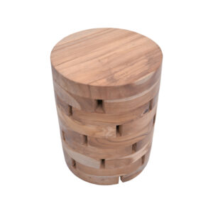 315 000017 1 Shard Argos The Classic stool natural solid teak wood D35x45cm
