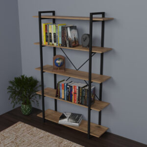 321 000001 Bookcase Reson Argos The Classic oa melaminek-black metal 120x34x180cm