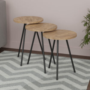 321 000040 Coffee table Sebko Argos The Classic 3 pcs set oak melamine-black metal