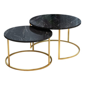 Coffee tables Solme Argos The Classic set 2pcs black marble melamine-gold metal