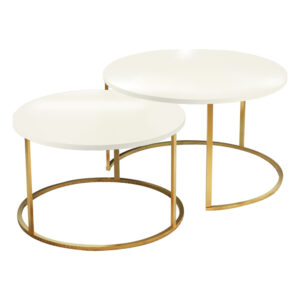 Solme Argos The Classic coffee table set of 2 pieces cream melamine-gold metal
