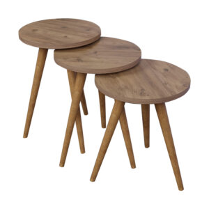 321 000089 1 Side tables Perjene Argos The Classic set of 3 melamine and wood in a natural shade