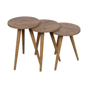 321 000089 2 Side tables Perjene Argos The Classic set of 3 melamine and wood in a natural shade