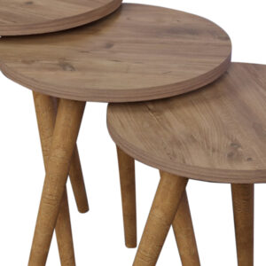 321 000089 3 Side tables Perjene Argos The Classic set of 3 melamine and wood in a natural shade