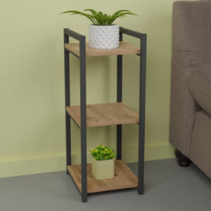 Harvey Argos The Classic black metal and melamine shelf in a natural shade 33x28x70cm