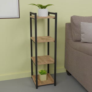 Floor shelf Harvey Argos The Classic black metal and melamine in a natural shade 33x28x100cm