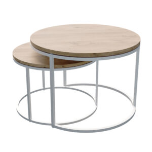 321 000111 1 Solme Argos The Classic coffee table set of 2 white metal and melamine in natural shade
