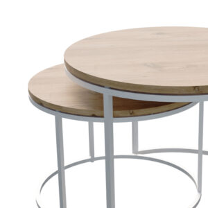 321 000111 2 Solme Argos The Classic coffee table set of 2 white metal and melamine in natural shade
