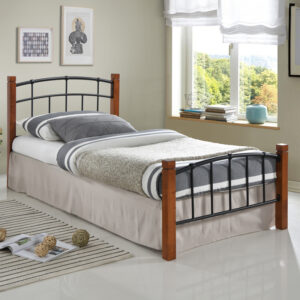 Single bed Mandy Argos The Classic walnut color wood-black metal 90x190cm