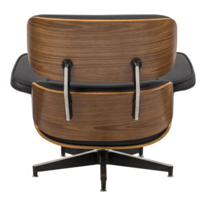 332 000006 3 Armchair-footstool relax Jenna Argos The Classic black pu-plywood walnut-chrome base 82x92x82cm